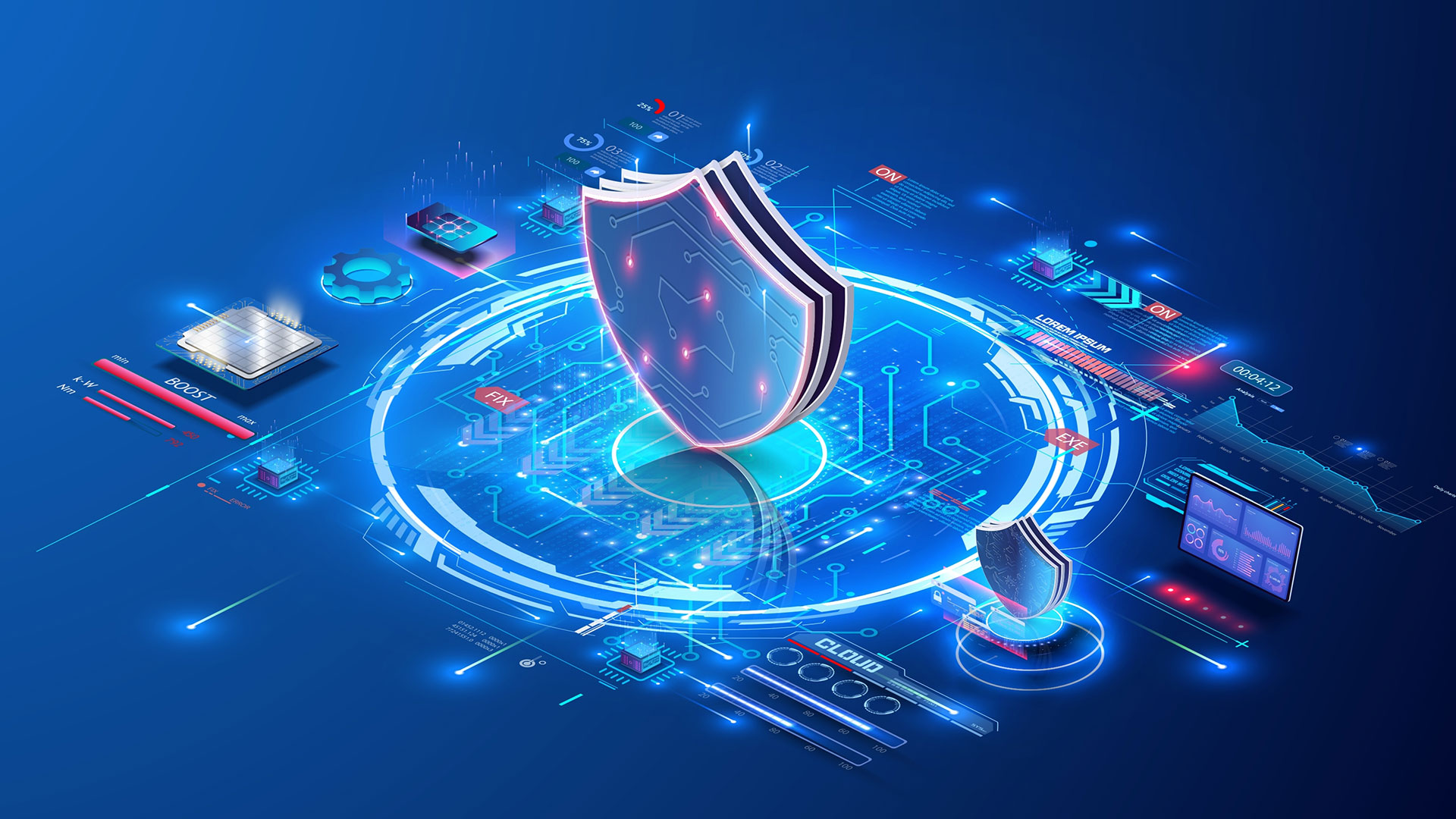 An image of a digital protection concept that illustrates the integration of protected data in the insurance sector.